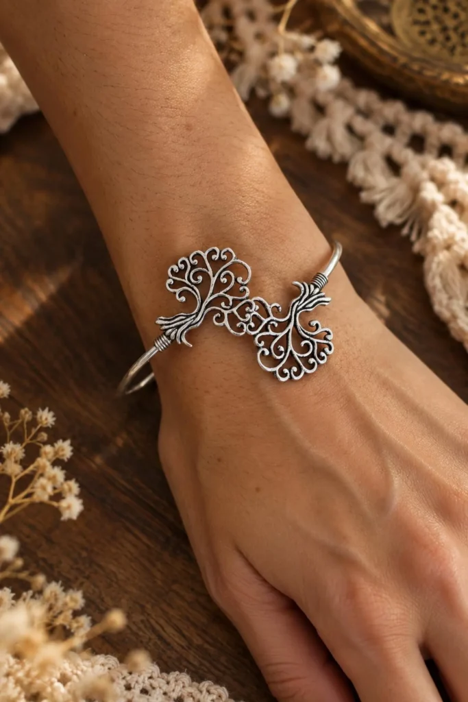 Tree of Life Silver Cuff Bracelet