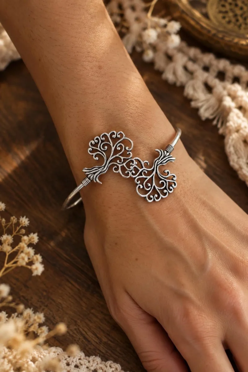 Tree of Life Silver Cuff Bracelet