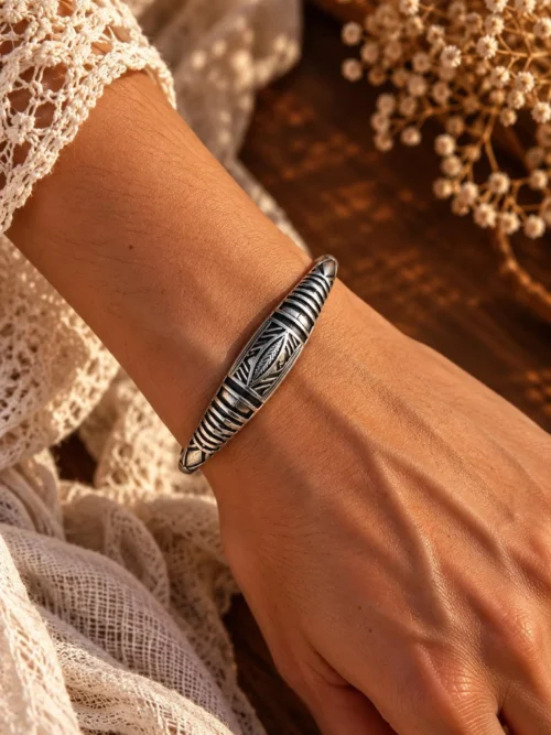 Geometric Silver Cuff Bracelet