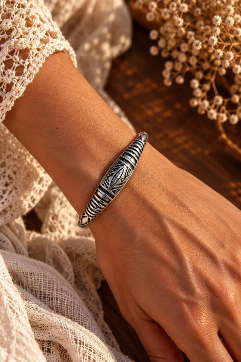 Geometric Silver Cuff Bracelet