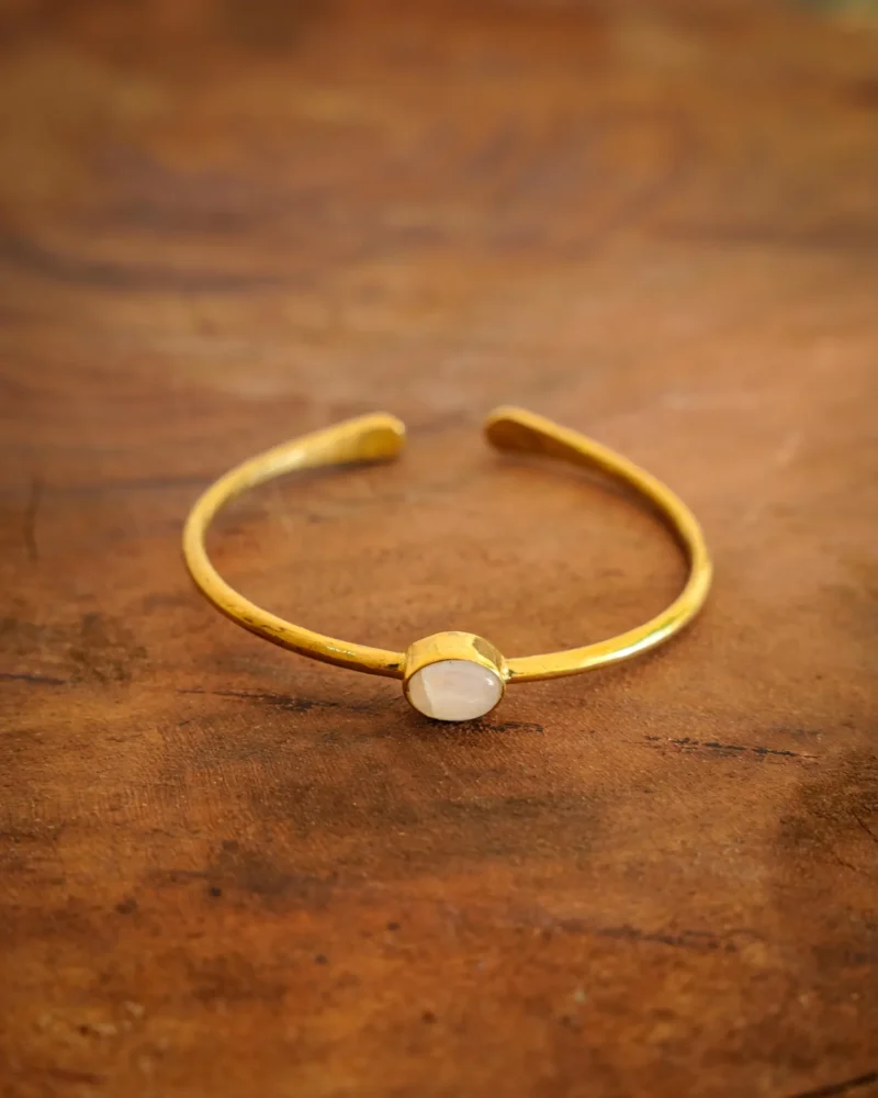 Moonstone Brass Cuff Bracelet